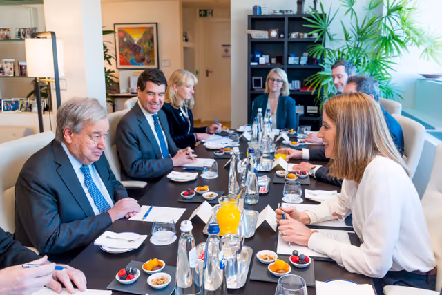 Roberta METSOLA, EP President meets with António GUTERRES, Secretary General of the United Nation