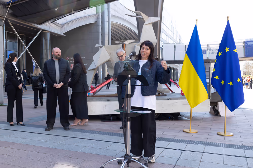Opening ceremony of the sculpture Origami Deer by Zhanna Kadyrova