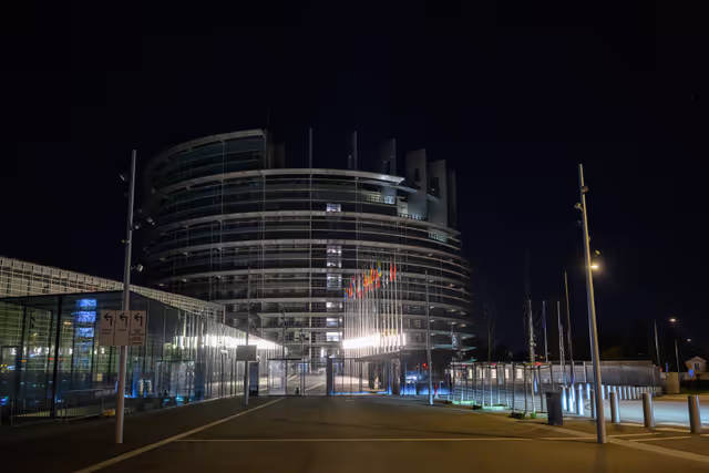 The European Parliament in Strasbourg switches off its lights on the occasion of the Earth Hour Day 2025.