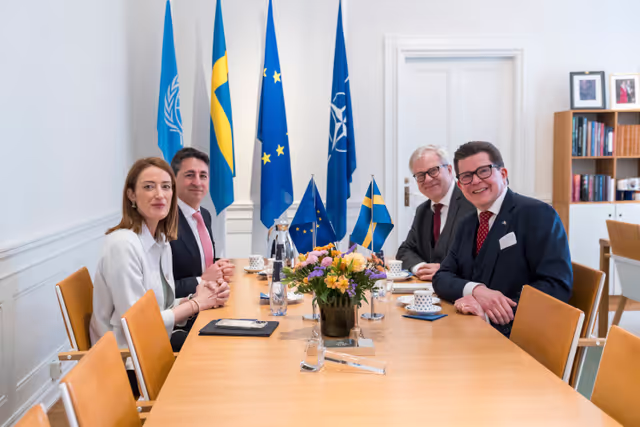 Valokuva 15: Official visit by Roberta METSOLA, EP President to Stockholm (Sweden) - Meeting with Andreas NORLÉN, Speaker of the Riksdag