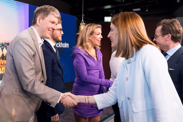 Valokuva 13: Official visit by Roberta METSOLA, EP President to Stockholm (Sweden) - Meeting with Swedish Financial Influencers & Savings Advocates together with Ulf KRISTERSSON, Swedish Prime Minister