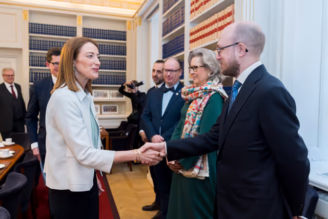 Valokuva 3: Official visit by Roberta METSOLA, EP President to Stockholm (Sweden) - Meeting with Andreas NORLÉN, Speaker of the Riksdag and with MPs from the Committee on the Constitution, the Committee on Foreign Affairs and Committee on EU Affairs