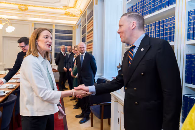 Valokuva 6: Official visit by Roberta METSOLA, EP President to Stockholm (Sweden) - Meeting with Andreas NORLÉN, Speaker of the Riksdag and with MPs from the Committee on the Constitution, the Committee on Foreign Affairs and Committee on EU Affairs