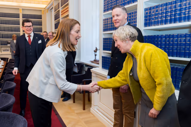 Valokuva 11: Official visit by Roberta METSOLA, EP President to Stockholm (Sweden) - Meeting with Andreas NORLÉN, Speaker of the Riksdag and with MPs from the Committee on the Constitution, the Committee on Foreign Affairs and Committee on EU Affairs