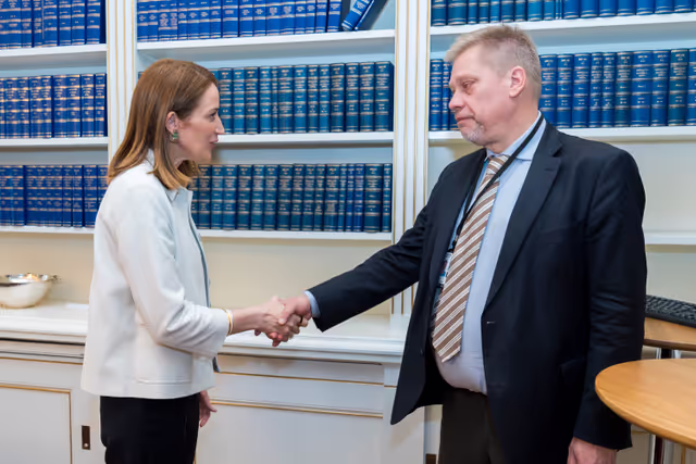 Valokuva 7: Official visit by Roberta METSOLA, EP President to Stockholm (Sweden) - Meeting with Andreas NORLÉN, Speaker of the Riksdag and with MPs from the Committee on the Constitution, the Committee on Foreign Affairs and Committee on EU Affairs