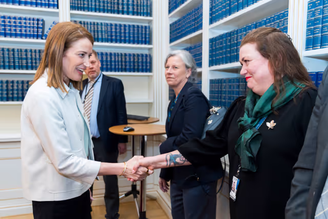Valokuva 4: Official visit by Roberta METSOLA, EP President to Stockholm (Sweden) - Meeting with Andreas NORLÉN, Speaker of the Riksdag and with MPs from the Committee on the Constitution, the Committee on Foreign Affairs and Committee on EU Affairs