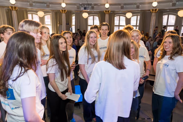 Valokuva 6: Official visit by Roberta METSOLA, EP President to Stockholm (Sweden) - Townhall Discussion with Students