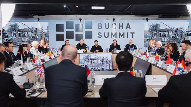 Fotografie 11: Ceremony commemorating the fourth anniversary of the liberation in Bucha (Ukraine) and Bucha Summit.