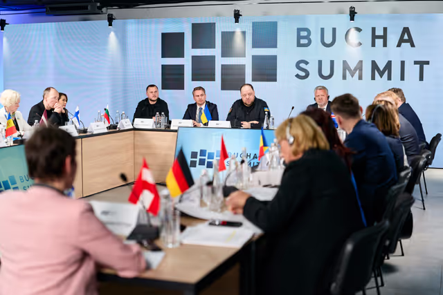 Fotografie 4: Ceremony commemorating the fourth anniversary of the liberation in Bucha (Ukraine) and Bucha Summit.