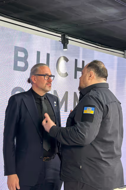 Ceremony commemorating the fourth anniversary of the liberation in Bucha (Ukraine) and Bucha Summit