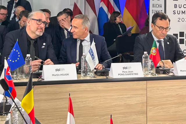 Ceremony commemorating the fourth anniversary of the liberation in Bucha (Ukraine) and Bucha Summit