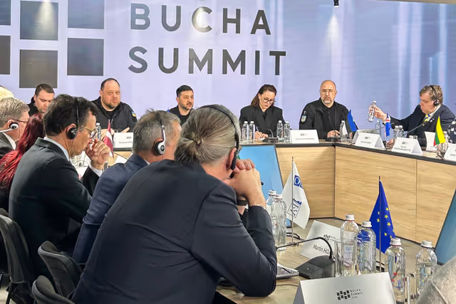 Ceremony commemorating the fourth anniversary of the liberation in Bucha (Ukraine) and Bucha Summit