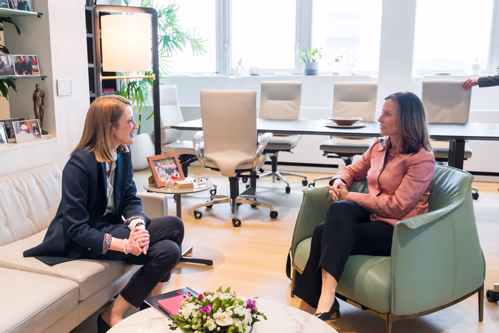 Roberta METSOLA, EP President meets with Adena FRIEDMAN, Nasdaq CEO