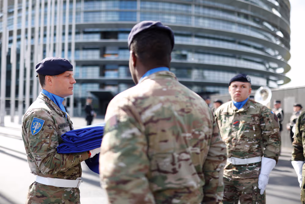 Open Day 2026 in Strasbourg- Official opening ceremony, marked by the lifting of European colors by the Eurocorps