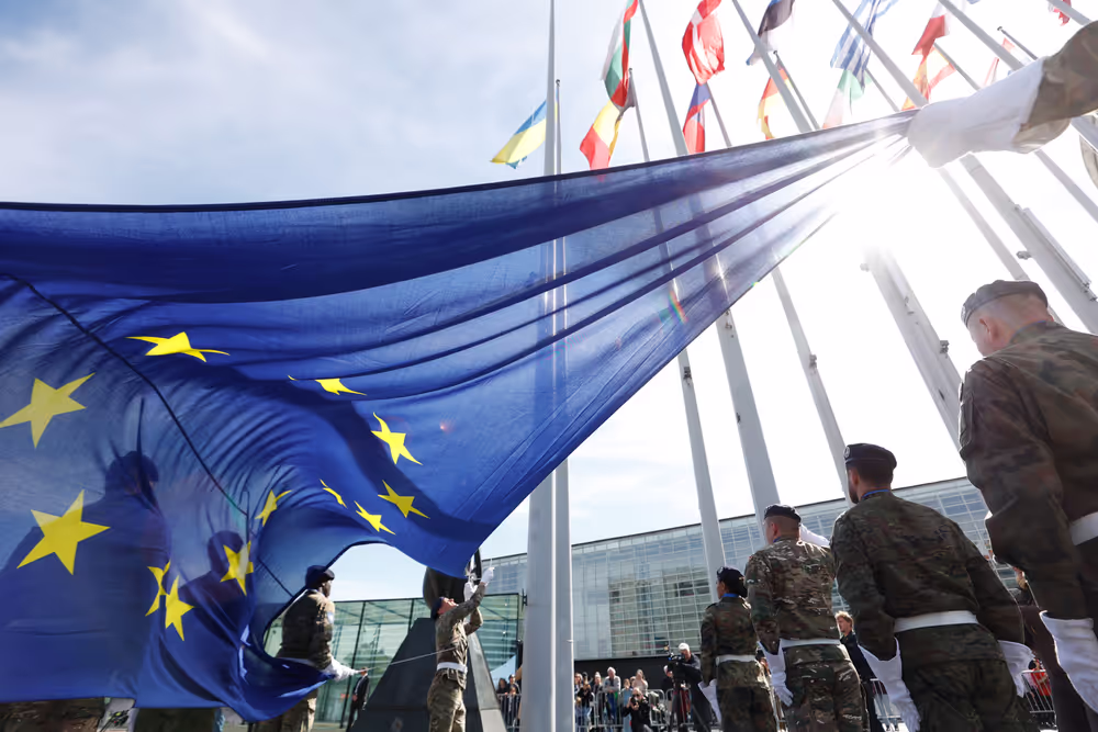 Open Day 2026 in Strasbourg- Official opening ceremony, marked by the lifting of European colors by the Eurocorps