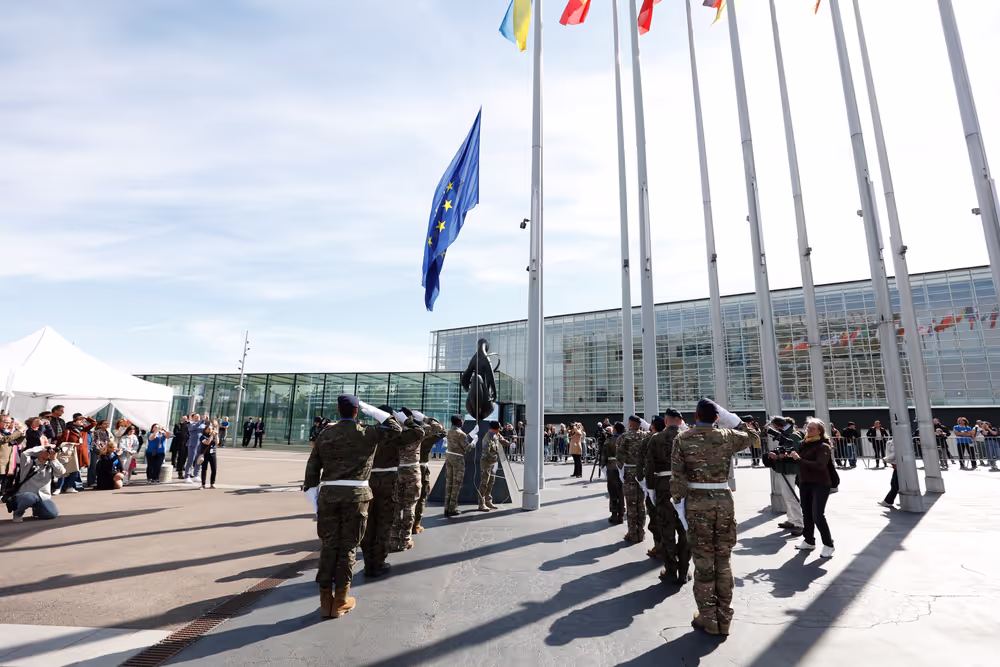 Open Day 2026 in Strasbourg- Official opening ceremony, marked by the lifting of European colors by the Eurocorps