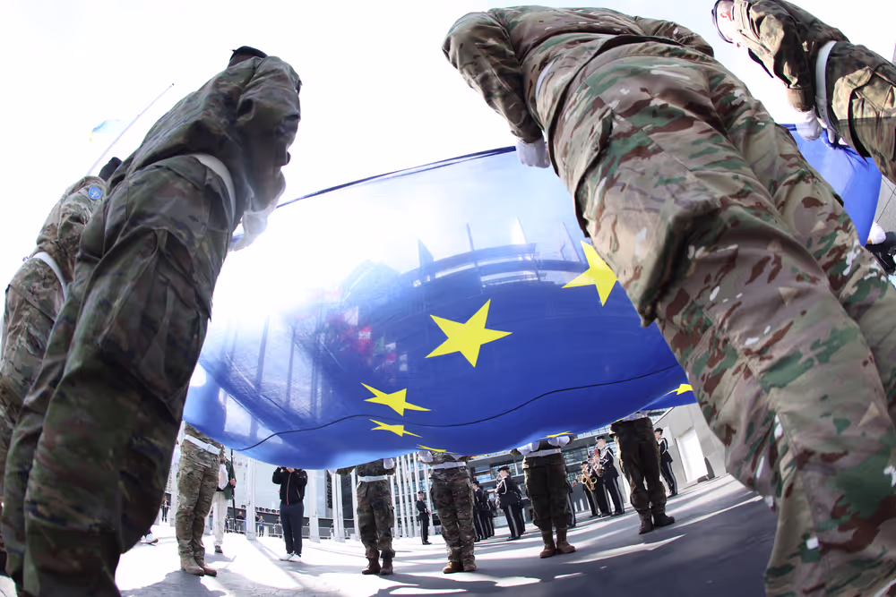 Open Day 2026 in Strasbourg- Official opening ceremony, marked by the lifting of European colors by the Eurocorps