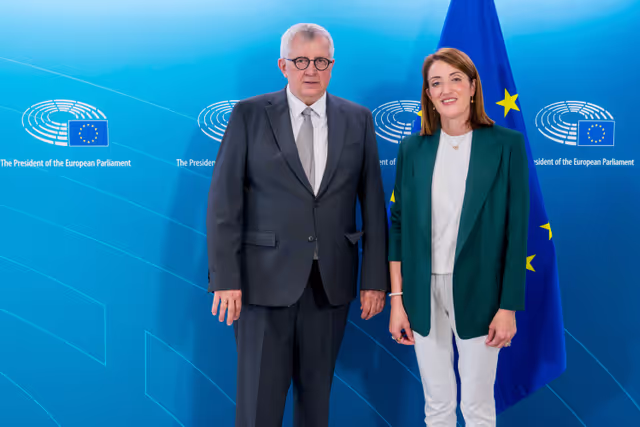 Roberta METSOLA, EP President meets with Marek SIWIEC, Secretary General of the Chancellery of the Sejm