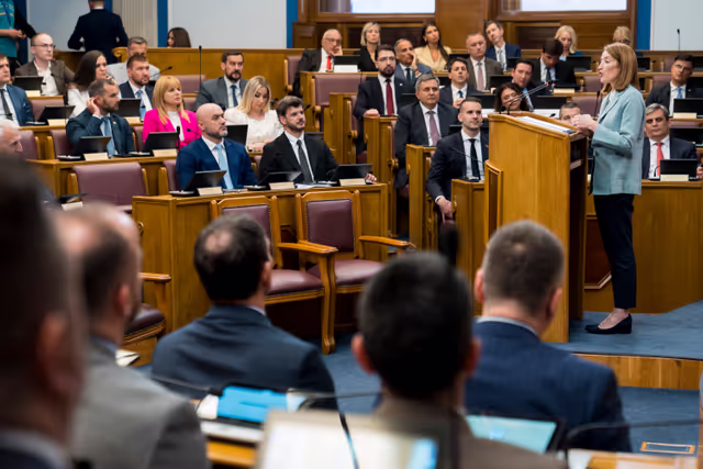 Fotografi 9: Roberta METSOLA, EP President visit to Podgorica (Montenegro) - Meeting with Andrija MANDIĆ, President of the Montenegrin Parliament and speech at the Montenegrin Parliament