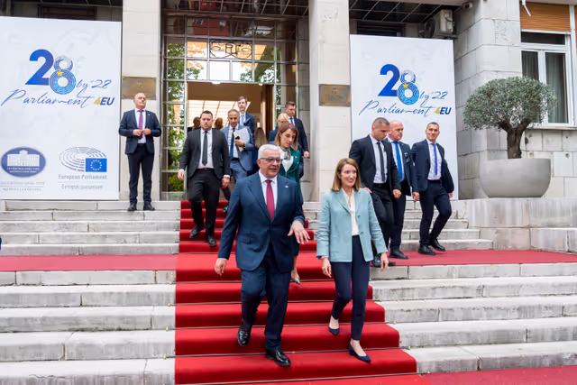 Fotografi 1: Roberta METSOLA, EP President visit to Podgorica (Montenegro) - Meeting with Andrija MANDIĆ, President of the Montenegrin Parliament and speech at the Montenegrin Parliament