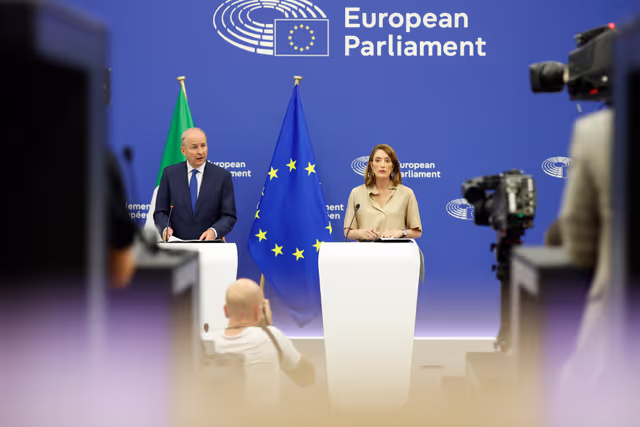 Press conference of Roberta METSOLA, EP President and Micheál MARTIN, Irish Taoiseach on the Irish Presidency of the Council of the EU