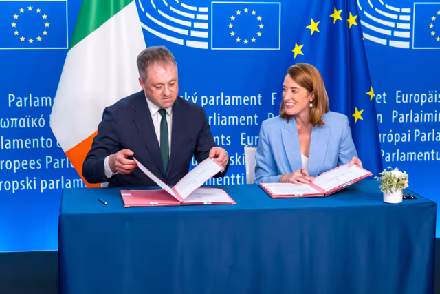 LEX siging ceremony in the presence of Roberta METSOLA, EP President and Thomas BYRNE, Irish Minister of State,on behalf of the Irish Presidency