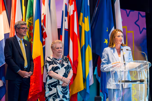 Roberta METSOLA, EP President addresses an event organised by the European Association Parlementaire (APE) with Catherine TRAUTMANN, Mayor of Strasbourg, and Herbert DORFMANN, President of the European Association Parlementaire (APE)