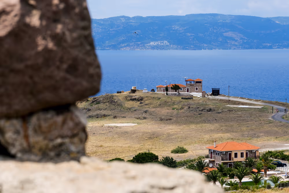 Lesbos (Lesvos) - Molyvos military post overlooking Aegean Sea, some 10 kilometres away from Turkish Coast.