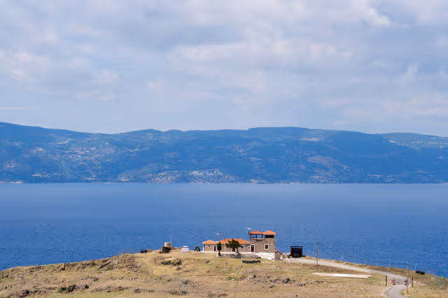 Nuotrauka 1: Lesbos (Lesvos) - Molyvos military post overlooking Aegean Sea, some 10 kilometres away from Turkish Coast.