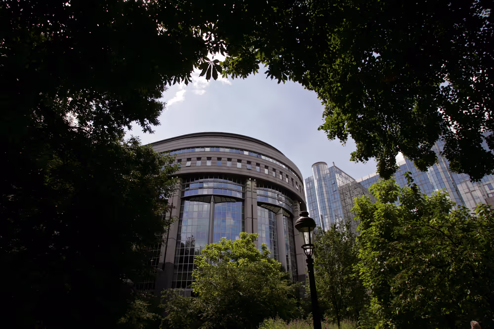 Outside view of the Paul-Henri SPAAK Building.PHS